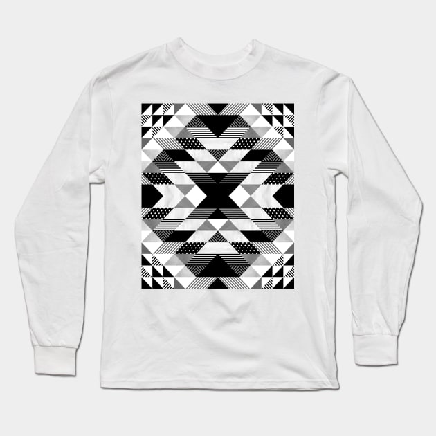 Native American Black and White Pattern Long Sleeve T-Shirt by marieltoigo